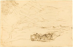 Wagon jadący do miasta (Le Chariot allant a la ville) autorstwa Jean Baptiste Camille Corot