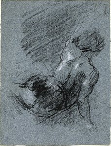 Widok z tyłu siedzącej postaci, unoszącej lewe ramię autorstwa Jean Baptiste Carpeaux