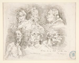 Szkice groteskowych głów autorstwa Jean Baptiste Carpeaux