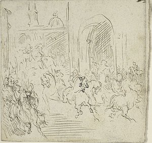Scena jeździecka w mieście autorstwa Jean Baptiste Carpeaux