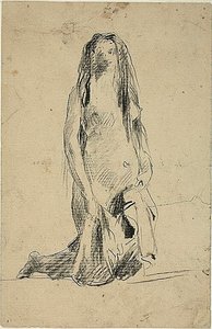 Klęcząca naga kobieta z draperią autorstwa Jean Baptiste Carpeaux