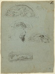 Postać w niszy i studia dla grupy Ugolino (recto); Prałat w czerwonej szacie w tłumie (verso) autorstwa Jean Baptiste Carpeaux