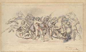 Start Wyścigu Koni Barberi, Rzym, 1860. autorstwa Jean Baptiste Carpeaux