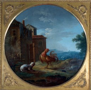 Świnia, kot i mysz. Ilustracja do bajki Jeana de La Fontaine