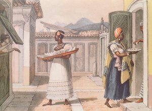 Podróżujące sprzedawczynie w Rio de Janeiro w 1827 roku, z „Voyage Pittoresque et Historique au Bresil”, 1839 autorstwa Jean Baptiste Debret