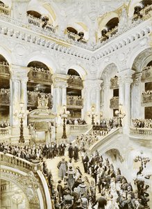 Inauguracja Opery Paryskiej, 5 stycznia 1875, 1878 (wc i białe na papierze) autorstwa Jean-Baptiste Edouard Detaille