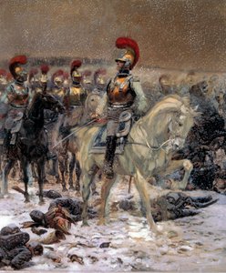 Kampania rosyjska z 1812 r.: „”Przed szarżą, karabinierzy w Winkowie”” Obraz Jean-Baptiste-Edouarda Detaille (1848-1912) XIX w. 0,89x0,79 m Paryż, Musee de l