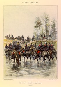Typy i mundury francuskiego Armee kapitana Julesa Richarda, zilustrowane przez Edouarda Detaille (1848-1912): Smoki; Służba polowa w 1885 r., kolekcja prywatna autorstwa Jean Baptiste Edouard Detaille