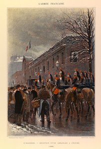 Typy i umundurowanie francuskiego Armee kapitana Julesa Richarda, zilustrowane przez Edouarda Detaille (1848-1912): Kirasjerzy: przyjęcie ambasady w Pałacu Elizejskim w 1886 r., kolekcja prywatna autorstwa Jean Baptiste Edouard Detaille