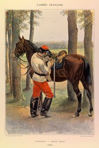 Typy i mundury francuskiej Armii kapitana Julesa Richarda, zilustrowane przez Edouarda Detaille (1848-1912): Kirasjer w małej sukience z 1885 r., zbiory prywatne autorstwa Jean Baptiste Edouard Detaille