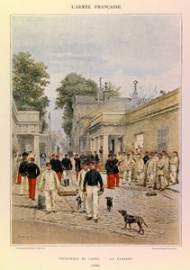 Typy i umundurowanie francuskiego Armee kapitana Julesa Richarda, zilustrowane przez Edouarda Detaille (1848-1912): Piechota liniowa: Koszary 1885, zbiory prywatne autorstwa Jean Baptiste Edouard Detaille