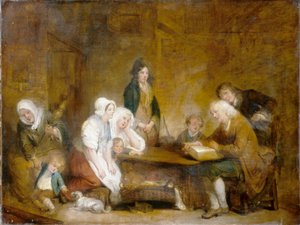 Nabożeństwo rodzinne, ok. 1800 (olej na płótnie) autorstwa Jean Baptiste Greuze
