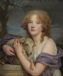 Dziewczyna z barankiem autorstwa Jean Baptiste Greuze