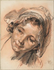 Głowa uśmiechniętej dziewczyny autorstwa Jean Baptiste Greuze