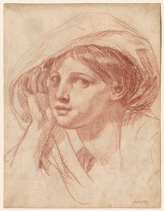 Głowa młodej kobiety, ok. 1785 (czerwona kreda na białym papierze) autorstwa Jean Baptiste Greuze
