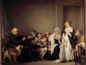 Kuracja i młoda wdowa Obraz Jeana Baptiste Greuze (1725-1805) XVIII wiek autorstwa Jean Baptiste Greuze