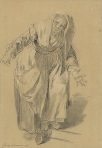 Stara kobieta z wyciągniętymi rękami (studium gestu neapolitańskiego) autorstwa Jean Baptiste Greuze