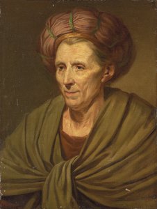Portret kobiety, do biustu, z brązowym turbanem i zielonym szalem autorstwa Jean Baptiste Greuze