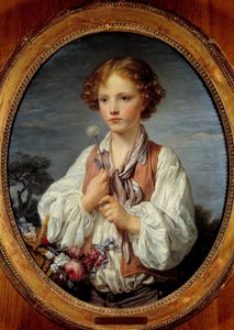 Młody chłopiec w koszu kwiatów – Jean Baptiste Greuze (1725-1805) 1761 autorstwa Jean Baptiste Greuze