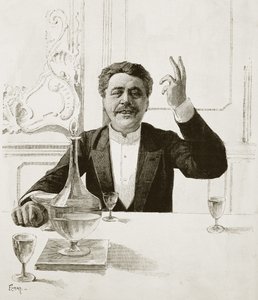 Portret Henryka Becque (1837-1899), francuskiego dramaturga - grób Floriana wg Jean-Baptiste Gutha (1883-1921) - Opublikowany w Revue illustree, ca. 1890 autorstwa Jean Baptiste Guth
