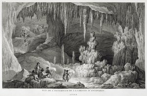 Widok wnętrza groty Antiparos, rytowany przez Jeana Baptiste Tillarda (1740-1813)