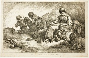 Matka i dzieci z owcami autorstwa Jean Baptiste Huet