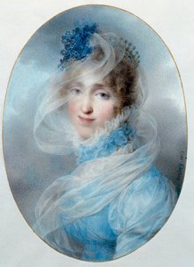Portret królowej Hortense de Beauharnais (1783-1837) Jest córką cesarzowej Józefiny de Beauharnais i matką przyszłego Napoleona III. Akwarela Jean Baptiste Isabey (1767-1855) 1813 Nd. 0,13x0,95 m Malmaison, musee du chateau autorstwa Jean Baptiste Isabey