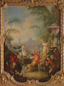 Polowanie na lwy i tygrysy w Chinach autorstwa Jean Baptiste Joseph Pater