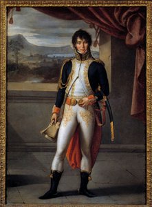 Portrait en pied de Joachim Murat (1767-1815) marechal de France Obraz Jean Baptiste Joseph Wicar (1762-1834) 1808 Nd. 0,56x0,73 m Lille, musee des Beaux Arts - Portret pełnometrażowy Joachima Murata (1767-1815), marszałka Francji. Obraz Jeana B