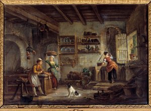 Wnętrze kuchni Kucharki i pokojówki przygotowujące posiłki mistrza. Obraz Jeana Baptiste Lallemanta (1710-1803) XVIII-wieczny Bourg en bresse, Musee de Brou