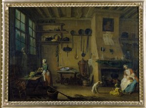 Kuchnia mieszczańska - obraz J.B Lallemanda (1716 - 1803), koniec XVII wieku, Muzeum Sztuk Pięknych w Dijon.