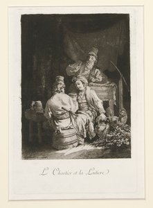 La vertu au cabaret (Cnota w kabarecie) i Le charretier et la laitiere (Carter i mleczarka) autorstwa Jean Baptiste Le Prince