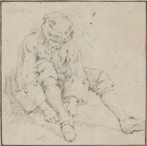 Mężczyzna ciągnący za but autorstwa Jean Baptiste Le Prince