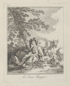 Młoda pasterka, tablica druga z Różnego stroju ludów Północy, 1765 autorstwa Jean Baptiste Le Prince