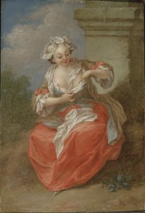 Młoda dziewczyna w pogoni za pchłami, ok. 1750 (olej na płótnie) autorstwa Jean Baptiste Lebel