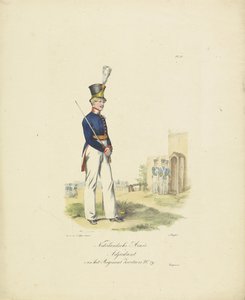 adiutant pułku szwajcarskiego, 1820-1825 Nederlandsche Armée Adiutant pułku Swiss No. 29 (tytuł na obiekcie) Stroje wojskowe Królestwa Niderlandów. Dedykowane Jego Ekscelencji Willemowi van Bylandtowi (tytuł serii o obiekcie)