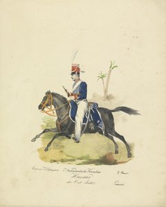 Huzar armii Holenderskich Indii Wschodnich, 1820-1825 Holenderska Kavalerie Hussaar z Indii Wschodnich (tytuł na obiekcie) Stroje wojskowe Królestwa Niderlandów. Dedykowane Jego Ekscelencji Willemowi van Bylandtowi (tytuł serii na obiekcie)