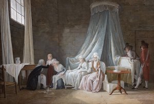 Madame Royale uzdrowiona przez Bruniera 24 stycznia 1793 r. Rodzina królewska w więzieniu Temple.