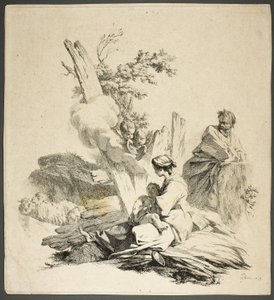 Święta Rodzina z aniołami autorstwa Jean Baptiste Marie Pierre