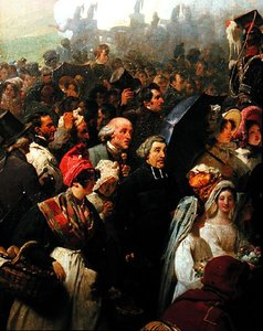 Król Ludwik Filip (1773-1850) z wizytą na starym polu bitwy pod Walmy, 8 czerwca 1831 (olej na płótnie) (szczegół) autorstwa Jean Baptiste Mauzaisse