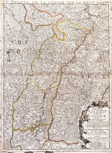 Mapa Alzacji (Francja) (Grawerowanie autorstwa Jean Baptiste Nolin