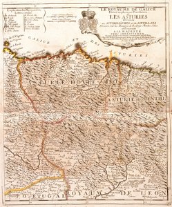 Mapa Asturii (Hiszpania) (Grawerowanie autorstwa Jean Baptiste Nolin