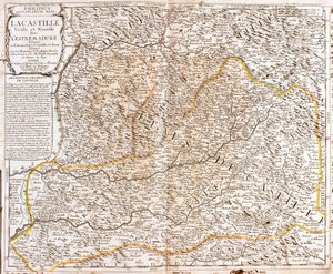 Mapa Kastylii (Hiszpania) (Grawerowanie autorstwa Jean Baptiste Nolin
