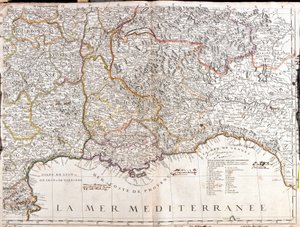 Mapa Dauphine i Prowansji (Francja) (Grawerowanie autorstwa Jean Baptiste Nolin