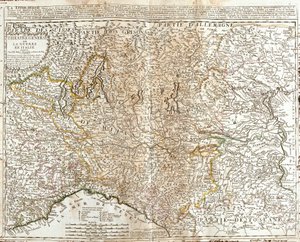 Mapa Lombardii (Włochy) (Grawerowanie autorstwa Jean Baptiste Nolin