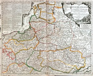 Mapa Polski i Litwy (Grawerowanie autorstwa Jean Baptiste Nolin