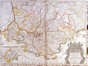 Mapa Prowansji (Francja) (Grawerowanie autorstwa Jean Baptiste Nolin
