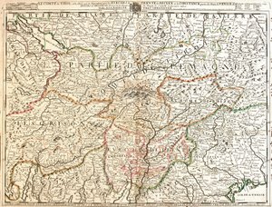 Mapa Tyrolu (Niemcy) (Grawerowanie autorstwa Jean Baptiste Nolin