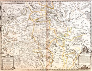Mapa obszaru Nancy (Francja) (Grawerowanie autorstwa Jean Baptiste Nolin