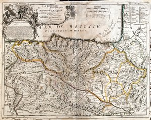 Mapa prowincji Biskajskiej (Hiszpania) i królestwa Nawarry (Francja) (Grawerowanie autorstwa Jean Baptiste Nolin